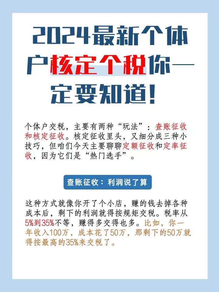 新北2024最新个体户核定个税你一定要知道！